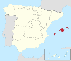 Location of the Balearic Islands within Spain
