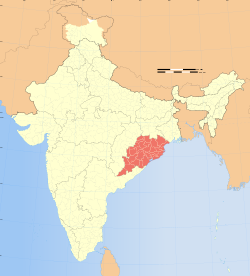 Location of Odisha in India