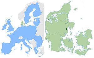 Location of Aarhus in the European Union and Denmark