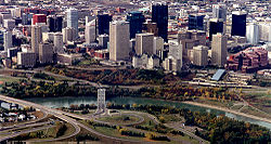 Downtown Edmonton from the air