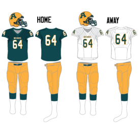 Alberta Golden Bears football uniform since 2014.png