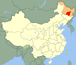 Harbin (red) in Heilongjiang (orange)