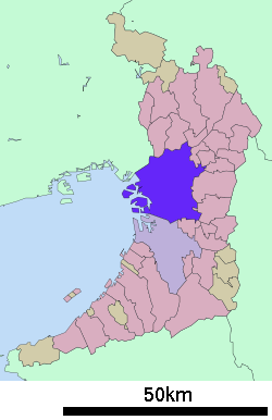 Location of Osaka in Osaka Prefecture