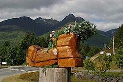 The Blossoming Boot by Chainsaw Carver Lee Yateman. Made for the Great Walk.