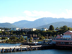 Port Angeles harbor and the Olympic Mountains