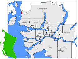 Location of Lions Bay within the Greater Vancouver Regional District in British Columbia, Canada