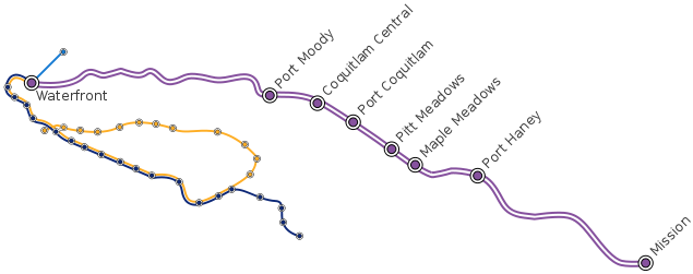 A map of the West Coast Express line