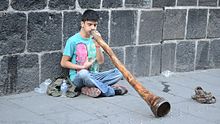 File:Boy playing Mayan trumpet opposite of Palacio Nacional, Mexico City, Mexico.webm