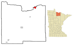 Location of International Fallswithin Koochiching County and state of Minnesota