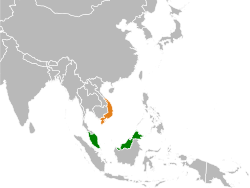 Map indicating locations of Malaysia and South Vietnam
