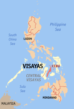 Map of the Philippines with Cebu highlighted