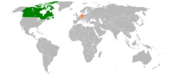 Map indicating locations of Canada and Germany