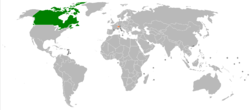 Map indicating locations of Canada and Switzerland