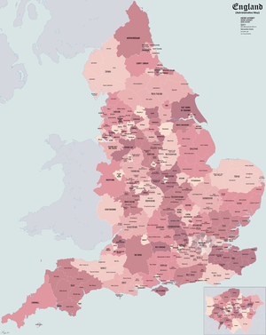 Administrative map of England (2010)