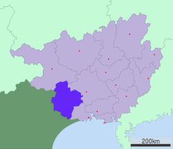 Location of Chongzuo in Guangxi