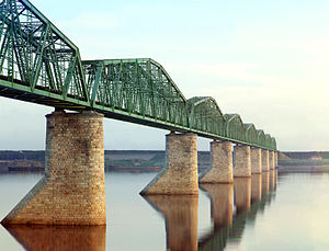 Bridge over the Kama River, near Perm in 1912