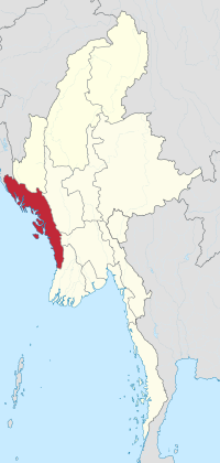 Location of Rakhine State in Myanmar
