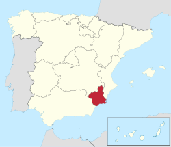Location of the Region of Murcia within Spain