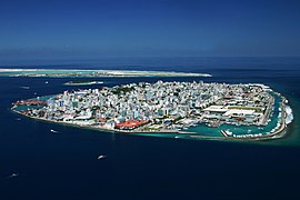 Bird's-eye view of Malé island as seen from southwest