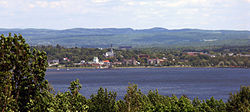The skyline of the city of Magog.