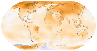 Map of temperature changes across the world