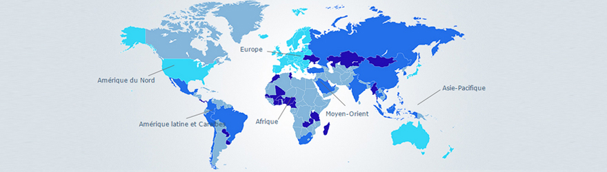 Carte du monde avec les marchés prioritaires