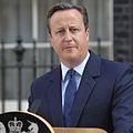 British Prime Minister David Cameron announcing his resignation