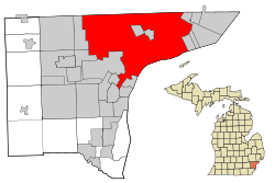 Location in Wayne County and the state of Michigan