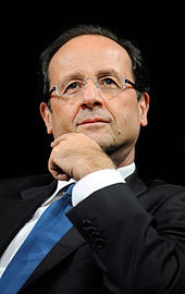 head shot of François Hollande with blue tie