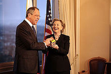 Clinton with Sergey Lavrov and the reset button