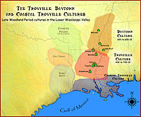 Troyville and Baytown cultures map HRoe 2011.jpg