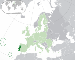Location of  Portugal  (dark green)– in Europe  (green & dark grey)– in the European Union  (green)