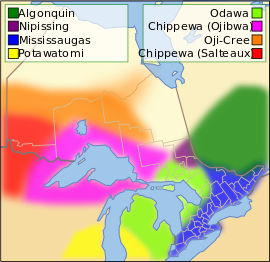 Traditional territory of Anishinaabe-Anishinini, including Ojibwe