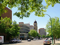Downtown Lethbridge as seen on 4 Avenue south facing west