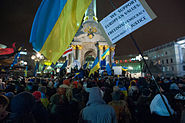 Euromaidan-protestors on 27 November 2013. Kyiv, Ukraine.