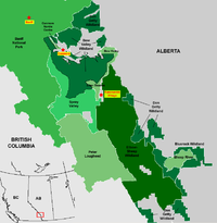 Map showing the location of Peter Lougheed Provincial Park