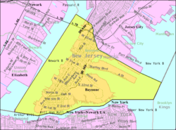 Census Bureau map of Bayonne, New Jersey.