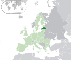 Location of  Latvia  (dark green)– in Europe  (green & dark grey)– in the European Union  (green)  –  [Legend]