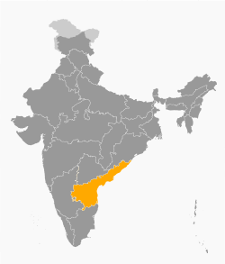 Location of Andhra Pradesh (marked in yellow) in India