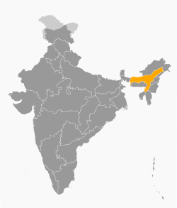 Location of Assam in India