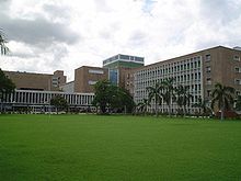 All India Institute of Medical Sciences with green lawn in front