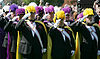 Knights of Columbus salute during the welcoming ceremony for Pope Benedict XVI on the South Lawn of the White House