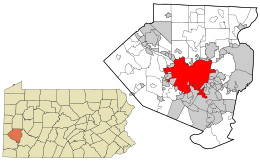 Location in Allegheny County and the state of Pennsylvania