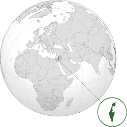 Projection of Asia with Israel in green