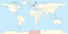 Location of the Kingdom of Norway and its integral overseas areas and dependencies Svalbard, Jan Mayen, Bouvet Island, Peter I Island and Queen Maud Land.