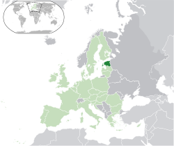 Location of  Estonia  (dark green)– in Europe  (green & dark grey)– in the European Union  (green)  –  [Legend]
