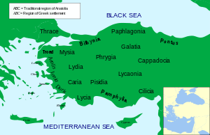 Location of Caria in Anatolia