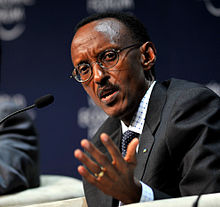 Close up profile picture of Paul Kagame, seated at the 2009 World Economic Forum