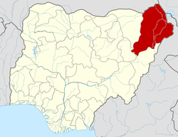 Location of Borno State in Nigeria