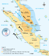 Map showing the extent of the Malacca Sultanate, covering much of the Malay Peninsula and some of Sumatra